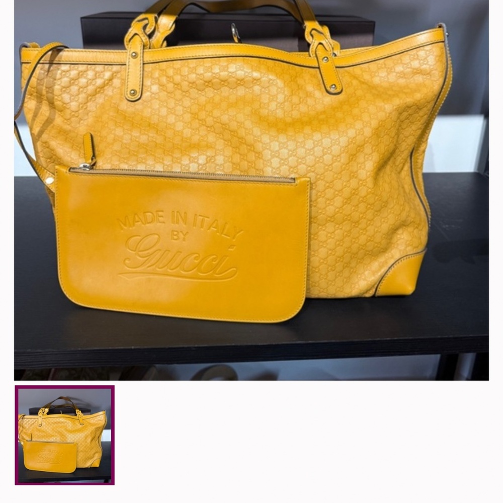 Gucci Mustard Yellow Pebbled Leather Tote 💛